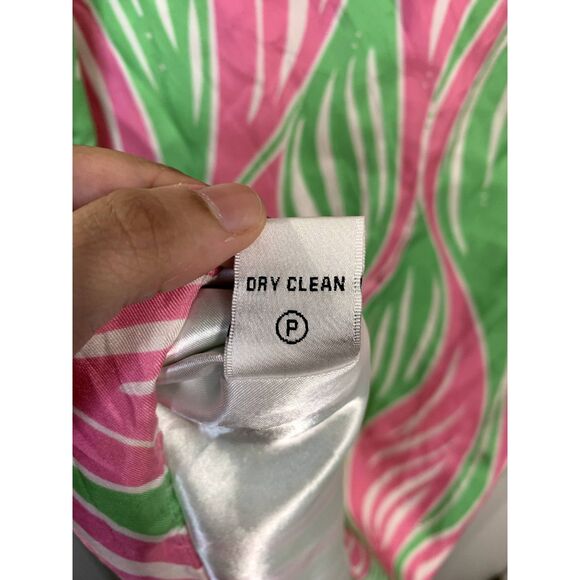 Lilly Pulitzer Pink and Green Leaf Silk Dress Size 10 - Picture 11 of 11